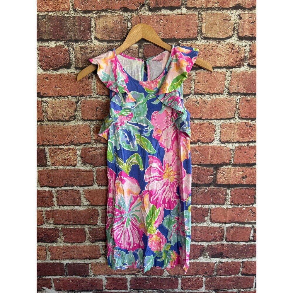 Lilly Pulitzer Esmeralda Shift Dress Beckon Blue Jungle Utopia XS Vacation